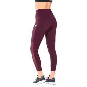 Fabletics On-The-Go Powerhold High Waisted Leggings Capri Burgundy